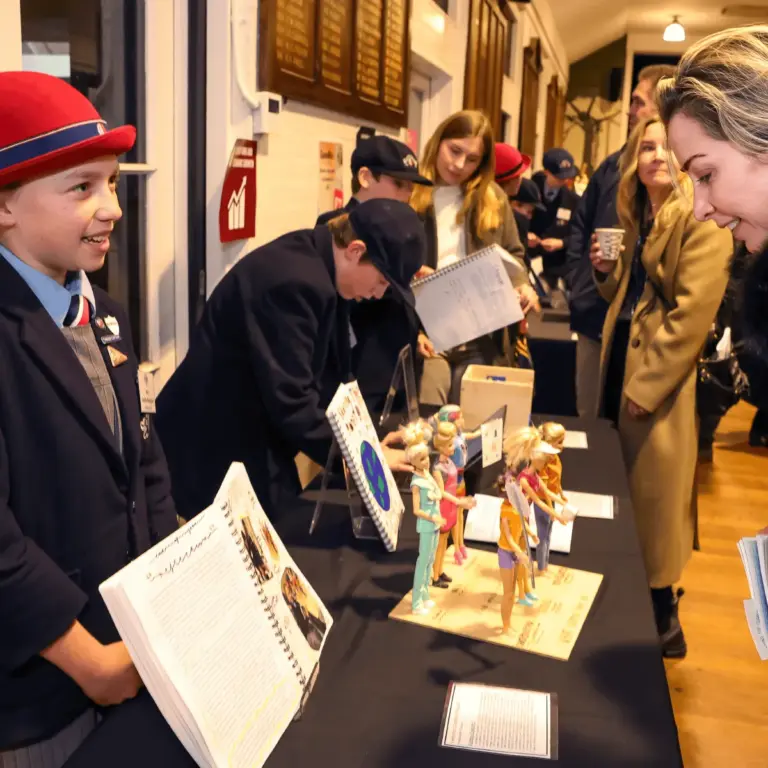 A Tudor House student presenting their work at the IB PYP Exhibition